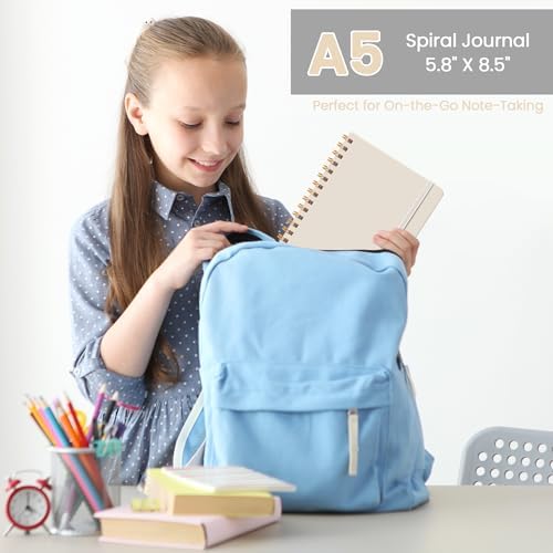 Lined Spiral Journal Notebook, A5 College Ruled Notebook for Note-Taking