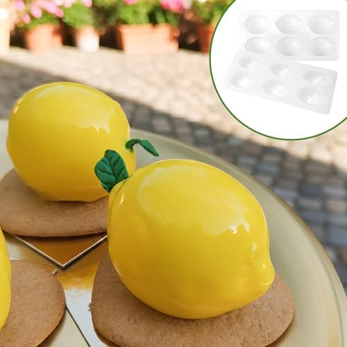 Lemon Silicone Mold – 6-Cavity 3D Fruit Shaped Cake Chocolate Jelly Fondant & Ice Cream Molds for DIY Baking Pastry Desserts Pudding Candle Making Non-Stick Multi Use Kitchen Tray for Homemade Treats