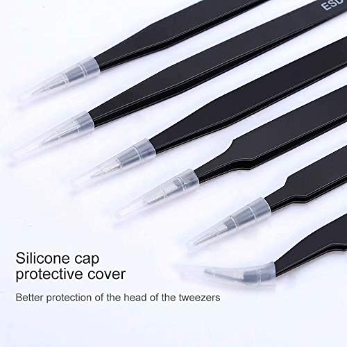 6PCS Precision Tweezers Set, Upgraded Anti-Static Stainless Steel Tweezers | For Electronics, Laboratory Work, Jewelry-Making, Craft, Soldering, etc, by kaverme