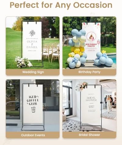 53.9" Black Easel Stand for Sign, Heavy Duty Metal Display Easel with Storage Bag, Adjustable Art Easel for Wedding Sign, Painting, Picture