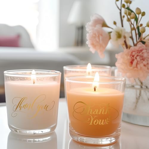 Ziliny 10 Pcs Thank You Glass Candle Jars Empty Containers Bulk 7 oz Glass Jars with Cork Lids Tins for Holiday Candle Making Storing Biscuits Tea Party Favors