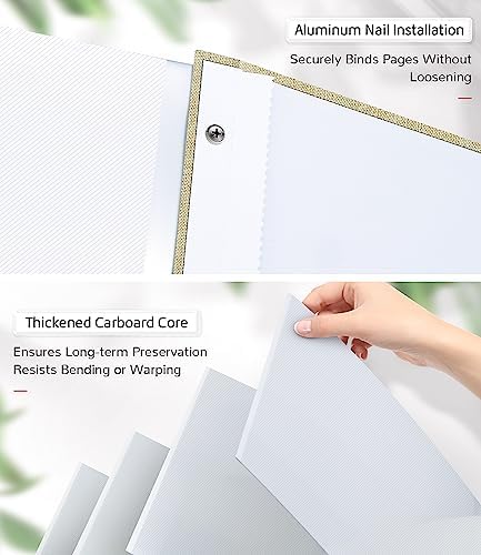 Artfeel Photo Album Self Adhesive Scrapbook Album for 3x5 4x6 5x7 8x10 Pictures,120 Pages Linen Cover with Display Window DIY Photo Book,Ideal Gifts for Family Travel Wedding Baby