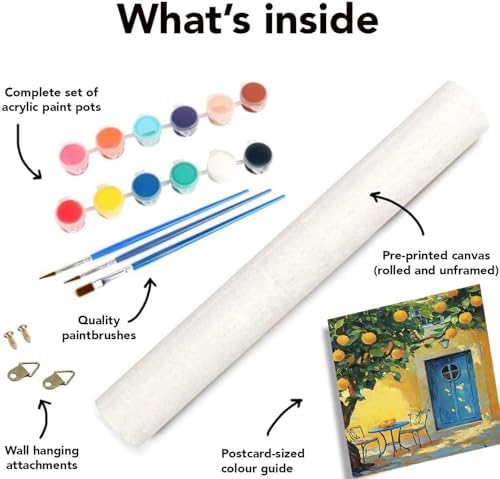 Clendo 4 Packs Summer Scene Paint by Numbers Kits for Adults, DIY Lemon Tree Adult Paint by Number Kits on Canvas, Digital Oil Number Painting for Home Decor (12x16 Inch)