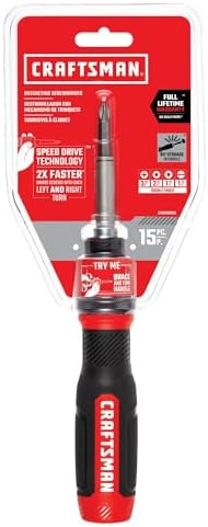 CRAFTSMAN Ratcheting Screwdriver,SpeedDrive,2” Double Ended Bits Included,Handle Holds Up To 6 Bits (CMHT68129),(Pack of 4)