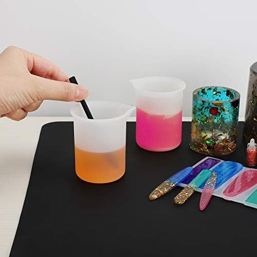 Gartful Black Silicone Stir Sticks Kit for Epoxy, 1pcs Silicone Spatula for Resin, 2pcs Large Silicone Stir Sticks, 4pcs Small Silicone Sticks, DIY Craft Tool for Mixing Resin, Paint, Liquid, Set of 7