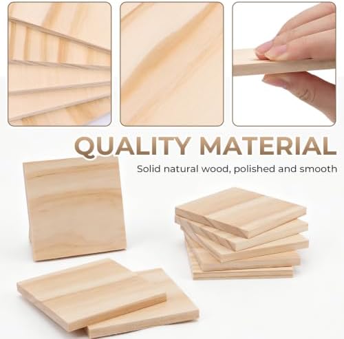 FSWCCK 36 Pcs 4x4 Wood Squares, Smooth Wooden Blanks for Laser Engraving