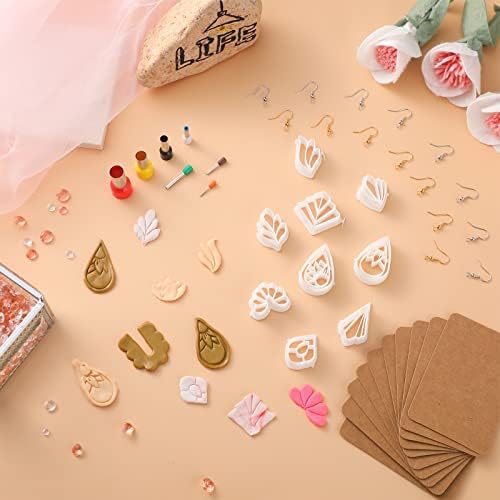 Kajaia 114 Pcs Polymer Clay Earring Cutters Bohemian Flowers Leaf Polymer Clay Earring Cutters Set Jewelry Making Supplies for Women Craft DIY