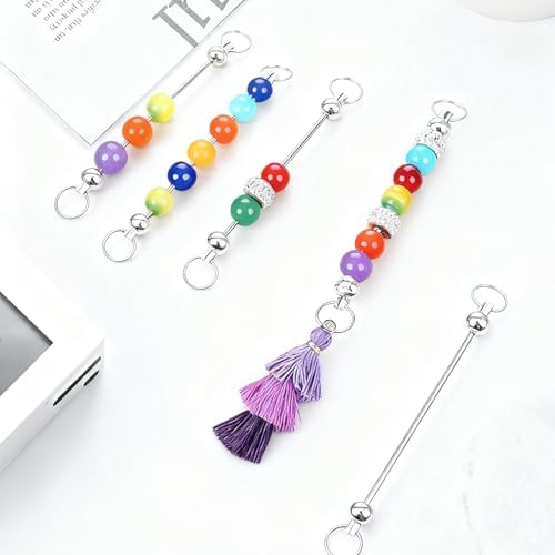 50PCS Beadable Keychain Bars DIY Kit - Silver Blank Metal Keychains with Screw-Top Rod - Durable, Rust-Resistant Keychain Making Supplies for Crafts, Personalized Gifts, Bags, Wallets, Backpacks