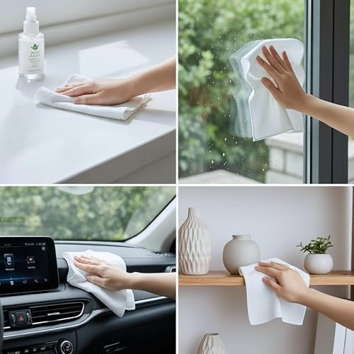Flour Sack Shop Towels, White Cotton Cleaning Towels 14" x 12", Pack of 6 Reusable Absorbent Towels for Garage, Automotive, Workshop, Kitchen Cleaning, Polishing, Dusting & Multi-Purpose Use