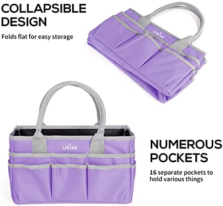 JJRING 600D Nylon Craft & Art Organizer Tote Bag With Pockets, Purple