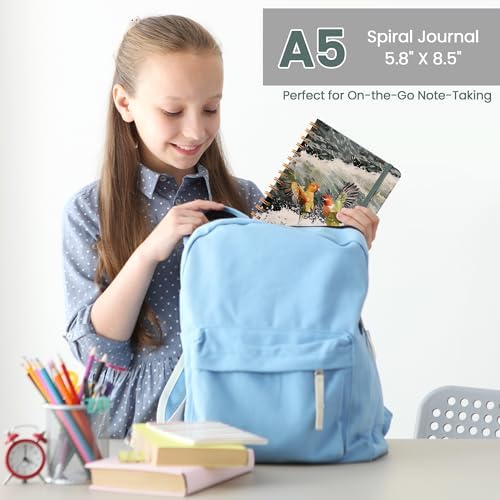 Lined Spiral Journal Notebook, A5 College Ruled Notebook for Note-Taking