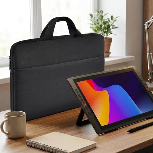 Drawing Tablet Sleeve Protective Carrying Case for HUION KAMVAS 22/22 Plus, XPPen Artist Pro 22, Wacom Cintiq Pro 22, Travel Shockproof Bag with Pocket, Black