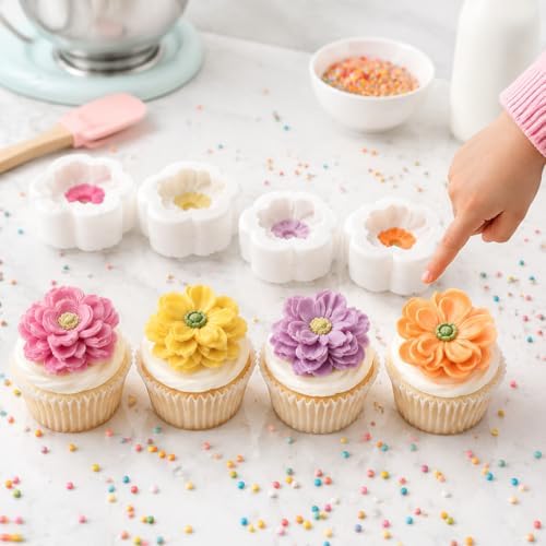 4 Pack 3D Flower Silicone Molds,DIY Candle Soap Making Cake Decorating
