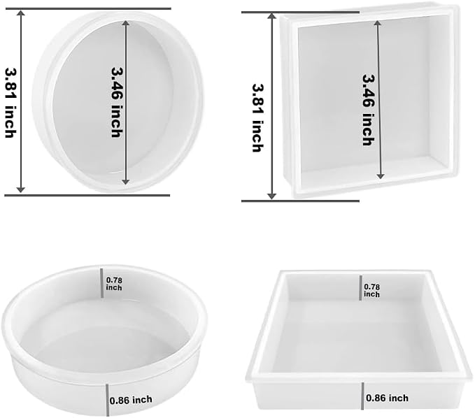 Coaster Molds for Epoxy Resin - 8 Cavities Round and Square Resin Coaster Molds Set, Epoxy Resin Molds Silicone for Flower Bouquet Preservation,DIY Agate Coasters, Candle Trays