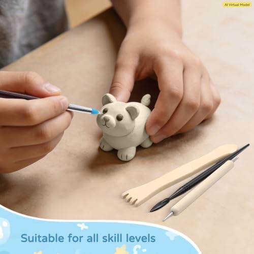 ZEHIQ White Air Dry Clay 2.2 lbs with 25pcs Pottery Sculpting Tools Set | Natural Modeling Clay, Pottery Wheel & Hand Building, DIY Craft Projects, Perfect for Beginners and Professional artists