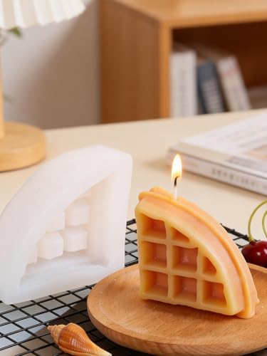 2PCS Waffle Silicone Mold, Waffles Bread Shape Candle Soap Mold for Chocolate, Fondant, Resin| 3.46IN Big Waffle Casting Molds for Baby Shower Birthday Party DIY Crafts Gifts(Waffles)