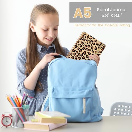 Lined Spiral Journal Notebook, A5 College Ruled Notebook for Note-Taking