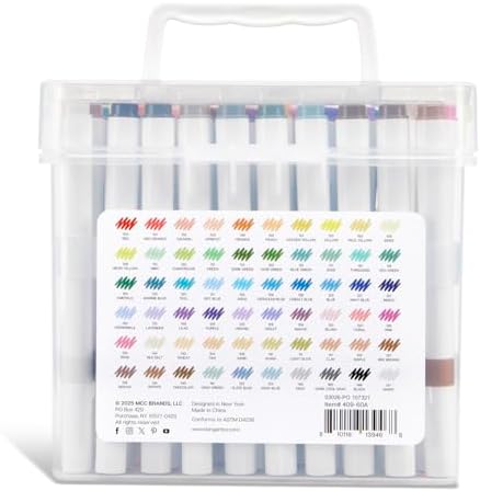 KINGART 409-60A Acrylic Paint Markers with Storage Case, 60-Vibrant Colors