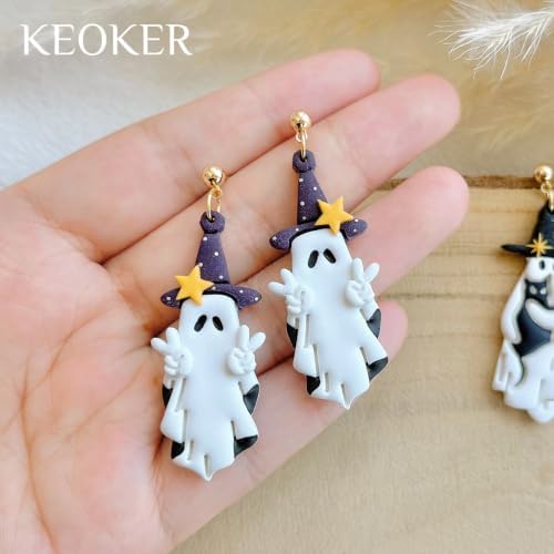 Keoker Ghost Polymer Clay Cutters Halloween, Halloween Clay Cutters for Polymer Clay Jewelry, Ghost Earring Clay Cutter