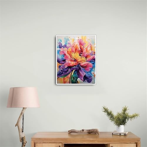 Flower Paint by Numbers Kit for Adults,Peony Adult Painting by Numbers for Beginner on Canvas,DIY Painting Kits for Home Wall Decor,Gifts (Flower4)