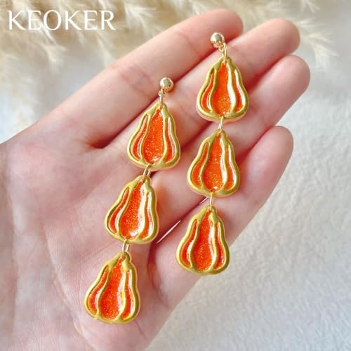 Keoker Fall Polymer Clay Cutters, 5 Shapes Enamel Style Fall Clay Earring Cutters, Pumpkin Polymer Clay Cutter Fall