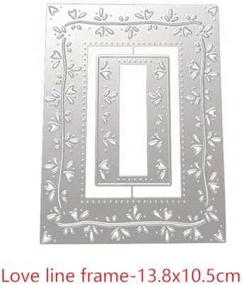 Scrapbooking Die-Cuts, Layer Frame Net Set Metal Cutting Dies for Card Making, Paper Craft Template, Background Embossing Stencils, DIY Album Décor (Love line frame-13.8x10.5cm)