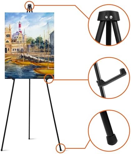 ARTASY 63" Easel Stand for Wedding Signs, Black, 1 Pack with Carry Bag