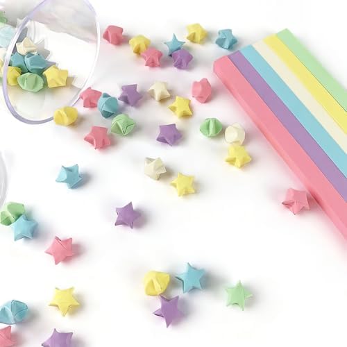 Origami Star Paper Strips, 1080 Pieces Origami Paper Strips for Crafts, Ideal for School Family, Macaron 6-Color