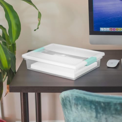 Sterilite Clip Box, Stackable Clear Plastic Bins- Large, 6-Pack | Storage Containers with Latching Lids for Writing, Arts or Crafts Supplies - Home, Office, Classroom & Workshop Organization