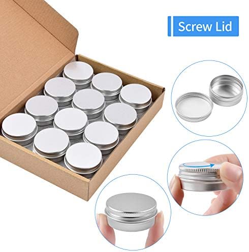Aluminum Tin Cans, 24PCS 1/2 Oz Metal Round Containers Screw Lid Empty Small Storage Travel Tin Jars for Candles, Salve, Cosmetics, Spice (Pack of 2)