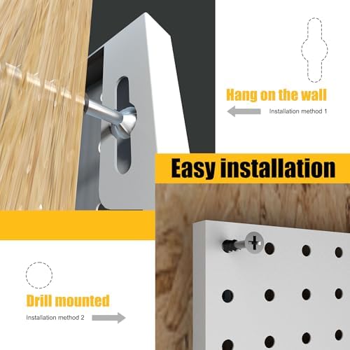 Spampur Peg Board, 4 Pack Metal Pegboard Panels with 50 Hooks
