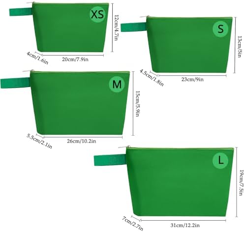 10 Pieces Cotton Canvas Makeup Bag with Bottom and Strap, Multi-Purpose Cosmetic Bag with Zipper Travel Toiletry Pouch, Blank DIY Craft Bag (Green, M)