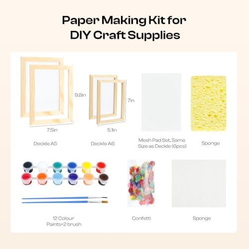 Caydo Paper Making Kit, 2 Size A5 A6 Papermaking Mould and Deckle