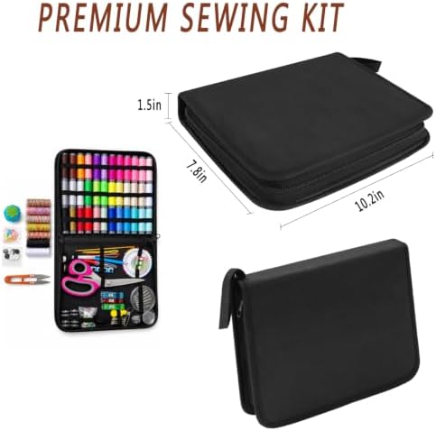Sewing Kit for Adults, Complete Mending Essentials with Sharp Tailor Scissors & 43XL Sewing Thread Spools, Portable Hand Sewing Tool Set for Beginner Adult Home Outdoor Use