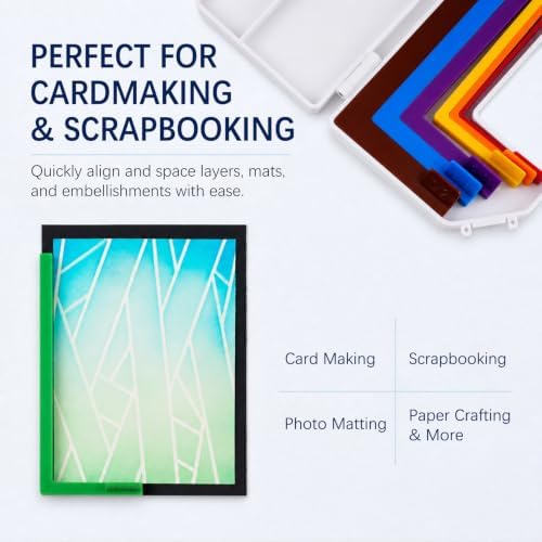 CYFUN DESIGN 7Pcs Paper Crafting Alignment Guides with Storage Case, Precision Layering & Matting Spacers for Card Making and Scrapbooking, Color-Coded Tools with Size Tabs, 1/16 to 1/2 Inch Increment