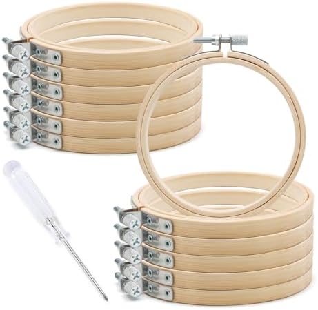 Biaungdo 12 Pieces 4 Inch Round Wood Embroidery Hoops
