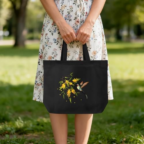 ERKOON Embroidery Canvas Tote Bag for Beginners, Floral Arts Crafts Cross Stitch Kits for Adults Including Stamped Embroidery Bag with Hoops, Needle, Instruction and Color Threads (Hummingbird)
