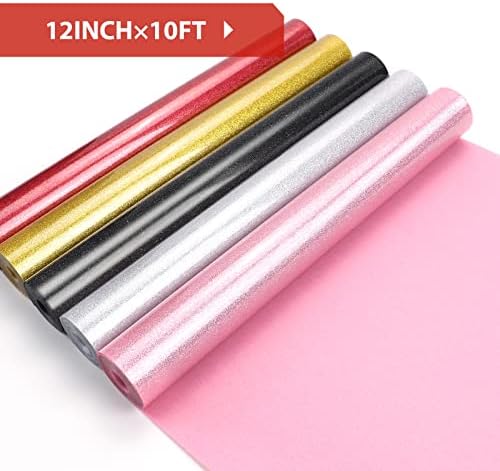 HTVRONT Glitter HTV, 12" x 10ft Red Glitter HTV Heat Transfer Vinyl