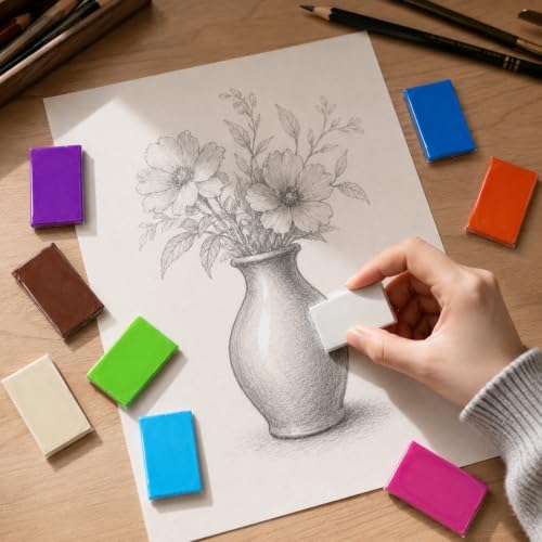 Scented Kneaded Erasers, 10 Colors & 10 Scents, Soft Kneadable Erasers for Drawing, Sketching, Graphite & Charcoal, Putty Eraser with Individual Storage Cases (20, 10 Colors)