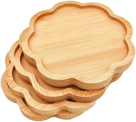 4PCS Mosaic Bamboo Coasters for Crafts, Blank Base Trays, Drinking Cup Coaster, Plant Coaster, Art Plate,DIY Mosaic Supplies (Eight-Petal)