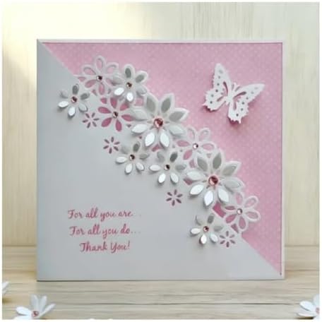 Cutting Dies Metal Stencils Scrapbooking Tools DIY Embossing Template for Paper Card Making Album Arts Crafts Supplies (Butterfly and Flower Edge- 6.3x14cm)