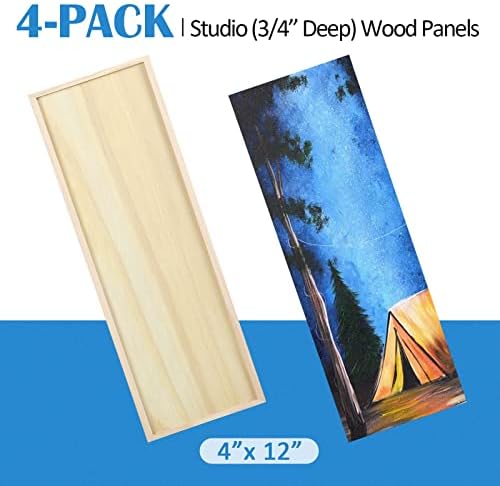 Falling in Art 4 Pack 4x12’’ Unfinished Birch Wood Panels Kit for Painting