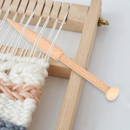 GORGECRAFT Wood Bobbin Stick Wooden Knitting Needles Single Head Weaving Loom Machines Tools Beech Shuttle Crochet Hook for DIY Wool Sweater Tapestry Rug Scarf Making Crafts Supplies