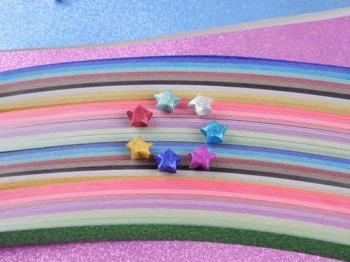 Mluchee 360 Sheets Folding Stars Paper Strips - 18 Colors Glitter Lucky Stars Papers Colorful Decoration Folding Paper for Thanksgiving Christmas Gifts, School Teaching, DIY Projects