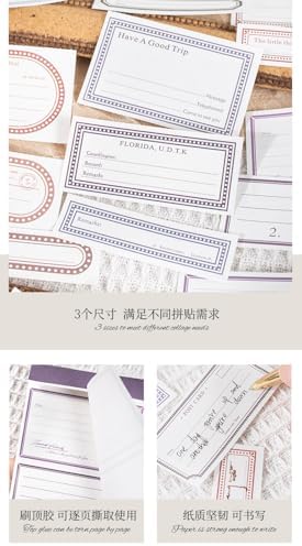 Alideco 400pcs Scrapbook Paper Vintage Minimalist Border Scrapbooking Paper for Journaling Supplies, Decorative Craft Paper for Junk Journals (biankuangxiaorizi)