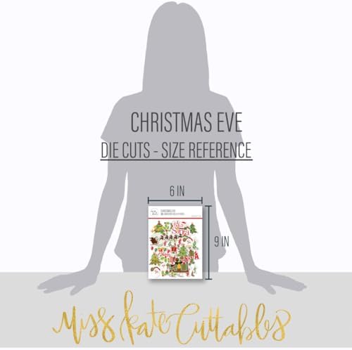 Paper Die Cuts - Christmas Eve - Christmas Scrapbook Embellishments - 60+ Cardstock Die Cuts for Scrapbooking, Card Making, Journaling - Santa Tree Stockings Gifts Holiday - by Miss Kate Cuttables