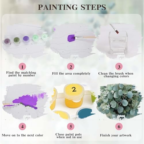 Alptiny Beautiful Eucalyptus Paint by Numbers Kit for Adults Beginner, Vase Plants Paint by Number Kits on Canvas, Flower Oil Painting Kit for Home Decor or Gift - 16x20 Inch