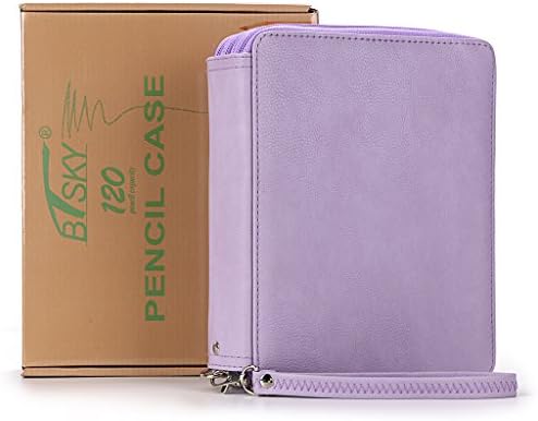 BTSKY Deluxe PU Leather Pencil Case For Colored Pencils - 120 Slot, Purple