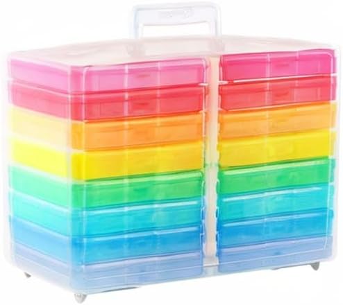 novelinks Photo Storage Boxes with Handle, Photo Organizers and Storage | 1Pack Color, Photo Albums 4x6 Pictures, Photo Cases, Classroom Organization, Index Card Box, Photo Card Holder, Seed Storage