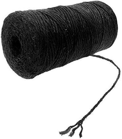 KINGLAKE Natural Jute Twine - 328 Feet, Durable Packing String, Black